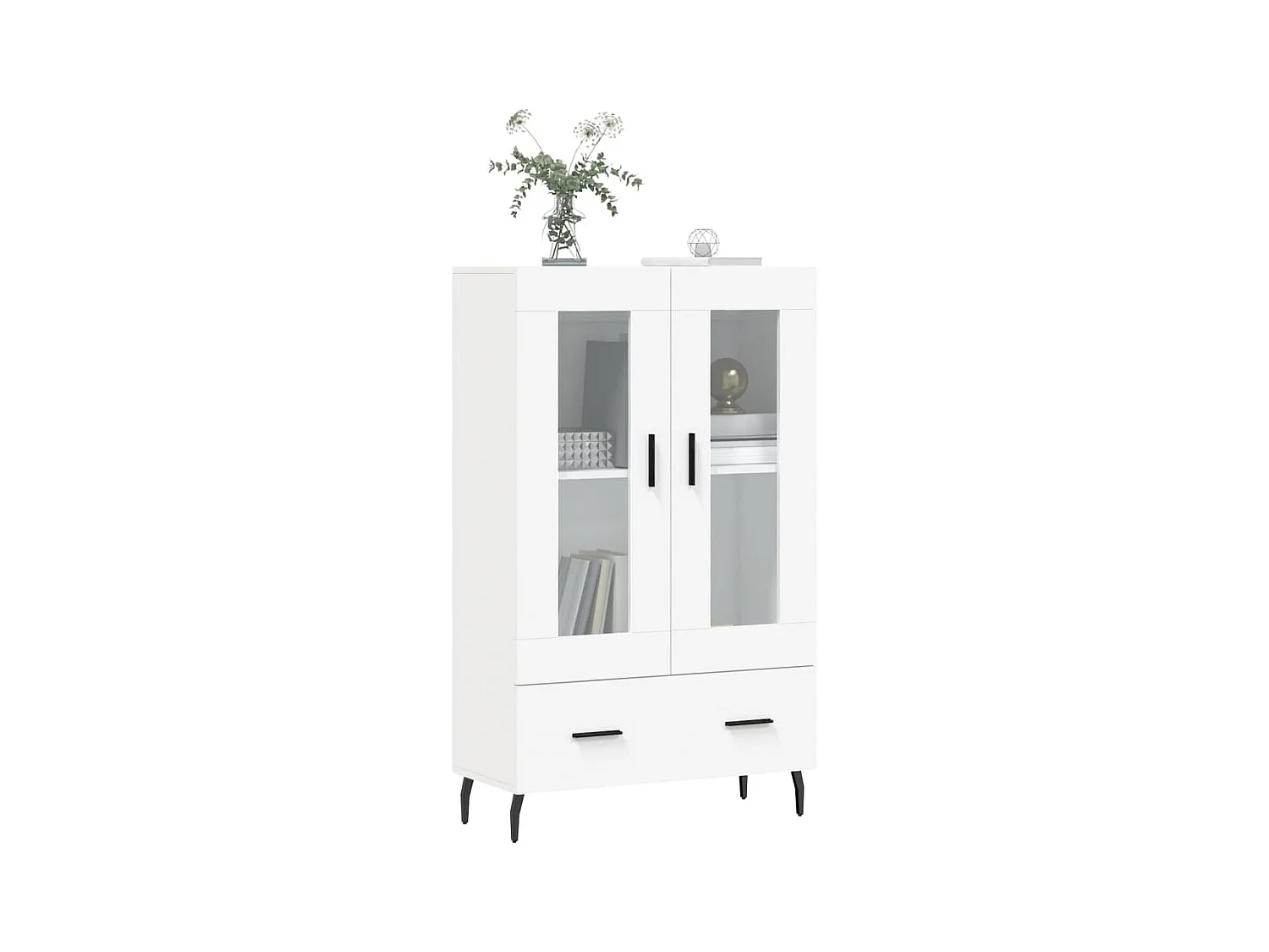 Buffet haut blanc 69,5x31x115 bois d'ingénierie