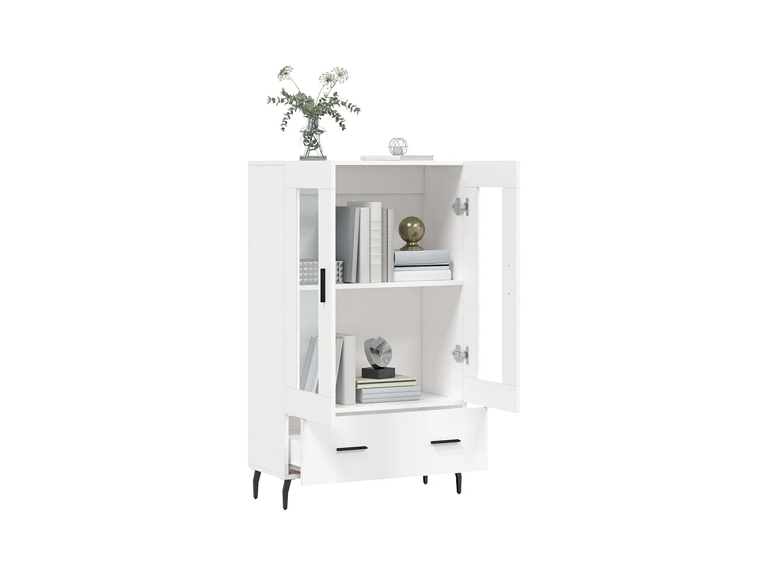 Buffet haut blanc 69,5x31x115 bois d'ingénierie