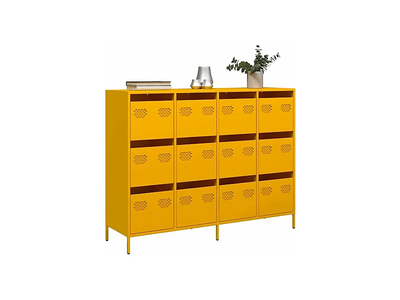 Buffet jaune moutarde 135x39x103,5 acier laminé à froid