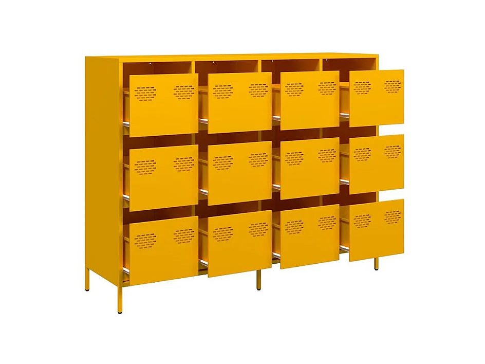 Buffet jaune moutarde 135x39x103,5 acier laminé à froid