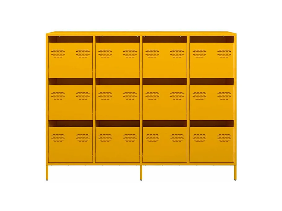 Buffet jaune moutarde 135x39x103,5 acier laminé à froid