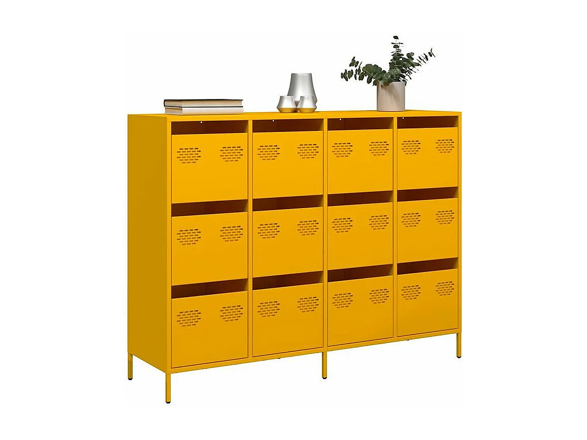 Buffet jaune moutarde 135x39x103,5 acier laminé à froid