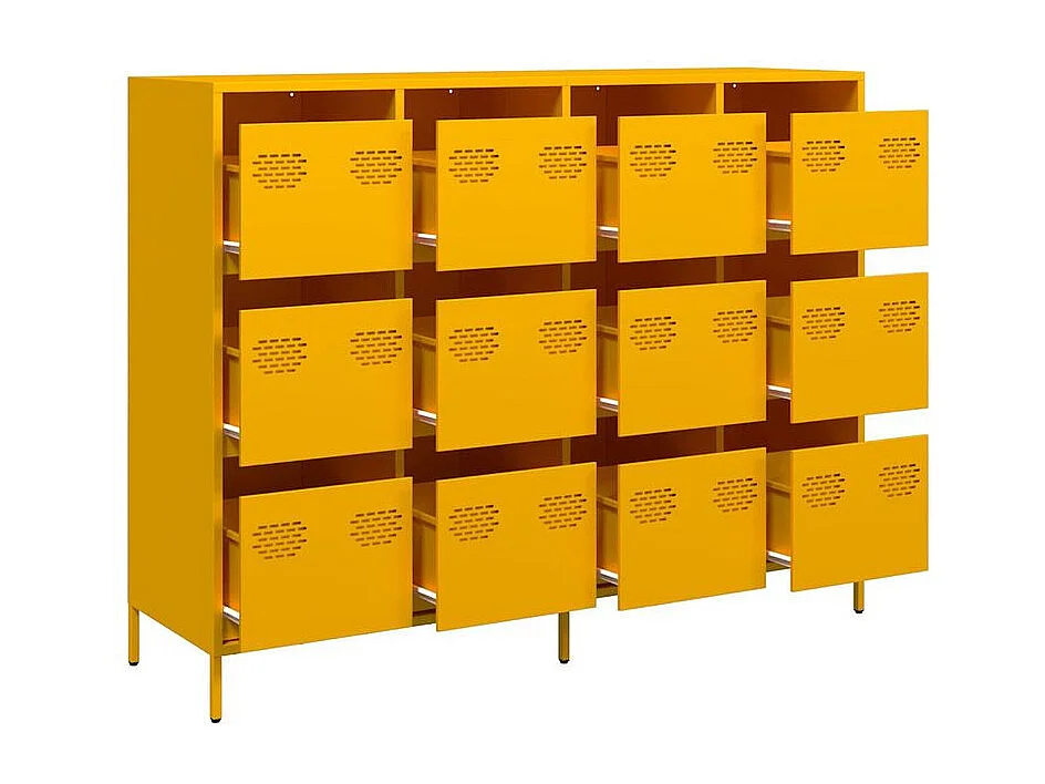 Buffet jaune moutarde 135x39x103,5 acier laminé à froid