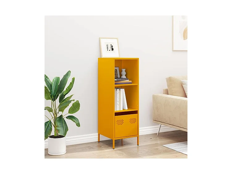 Buffet haut jaune moutarde 35x39x103,5 acier