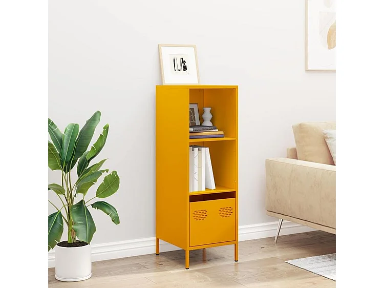 Buffet haut jaune moutarde 35x39x103,5 acier