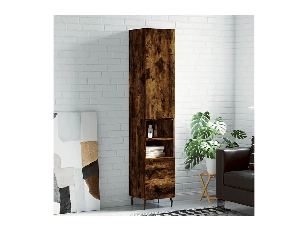 Buffet haut Chêne fumé 34,5x34x180 Bois d'ingénierie