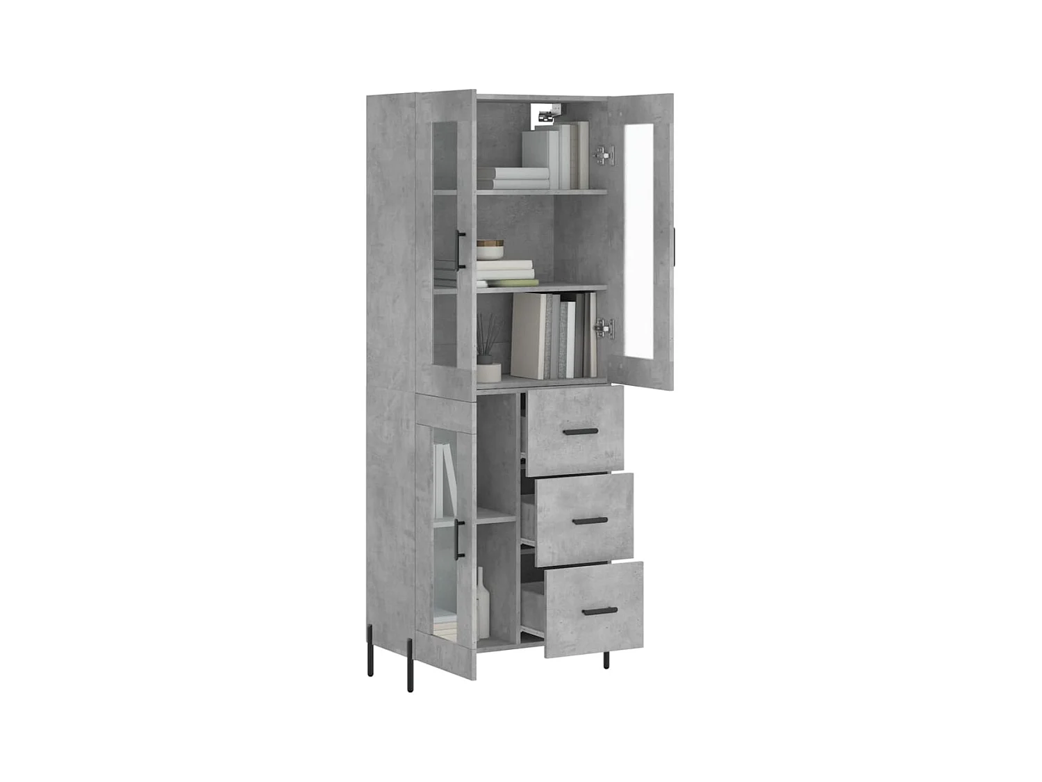 Buffet haut Gris béton 69,5x34x180 Bois d'ingénierie