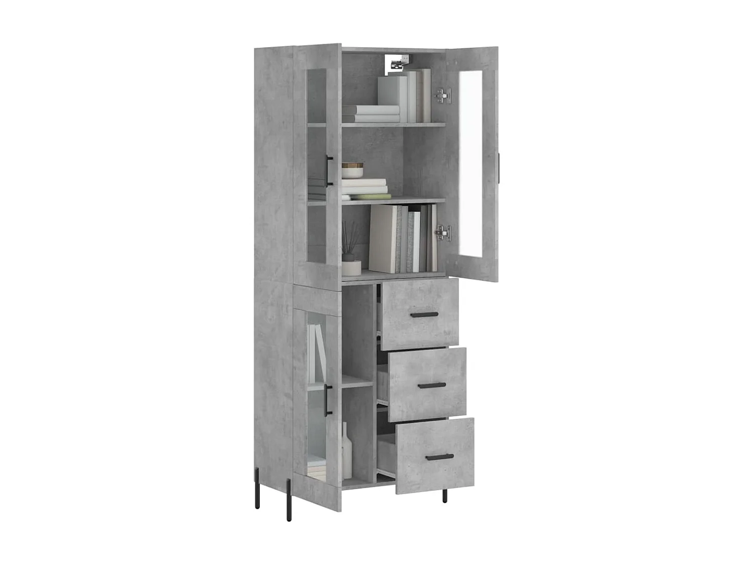 Buffet haut Gris béton 69,5x34x180 Bois d'ingénierie