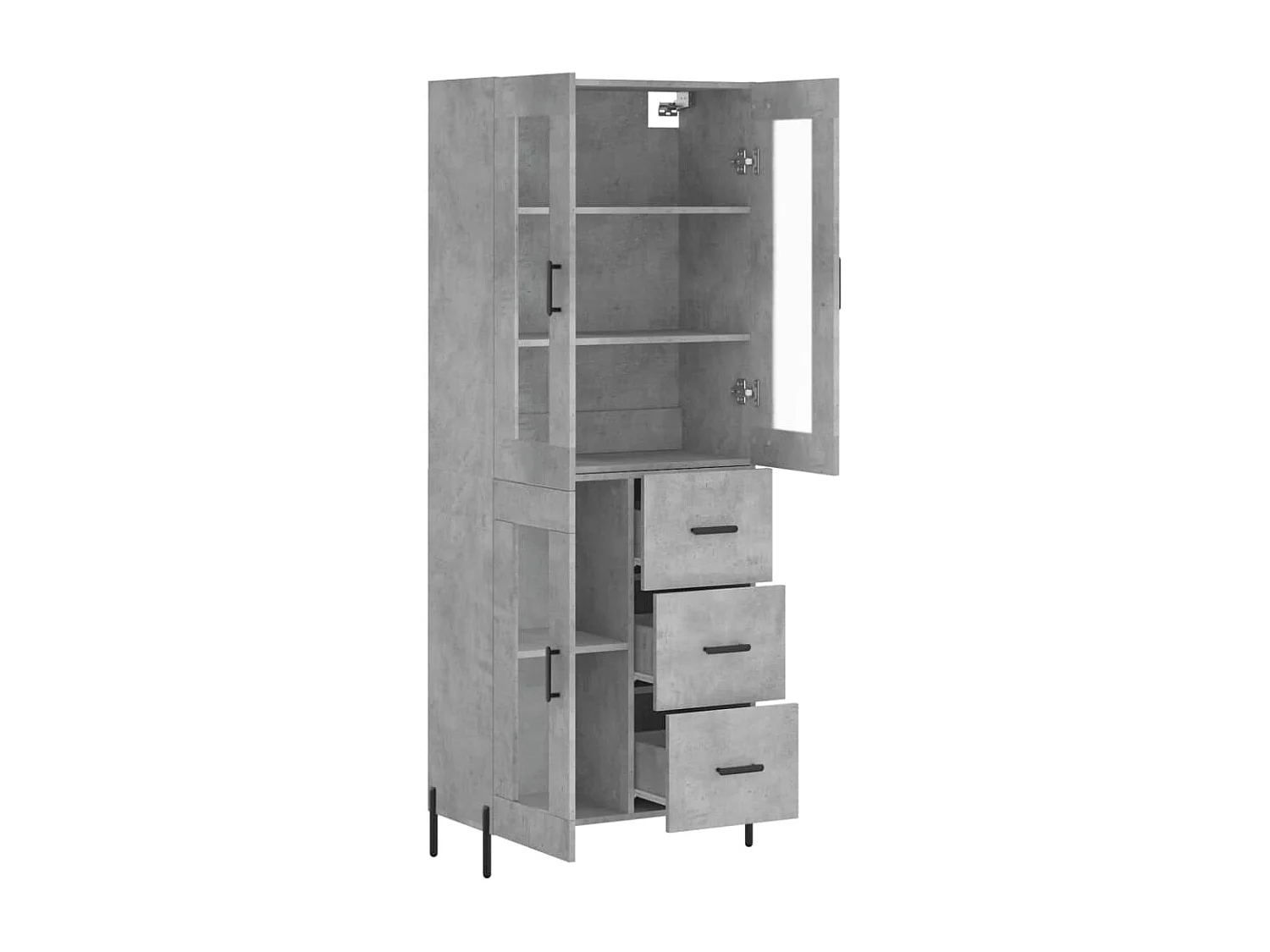 Buffet haut Gris béton 69,5x34x180 Bois d'ingénierie
