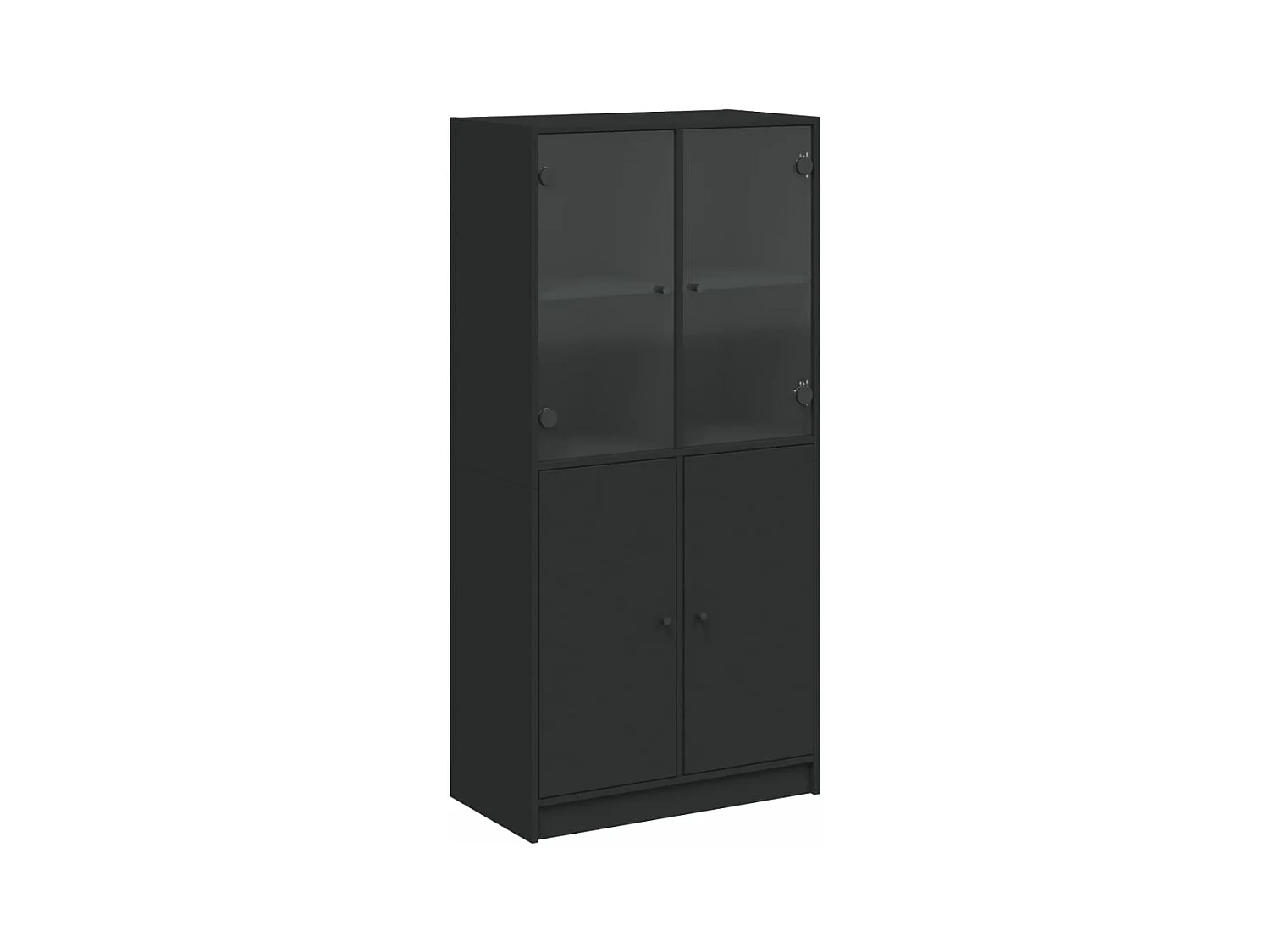 Buffet haut avec portes noir 68x37x142 bois d'ingénierie