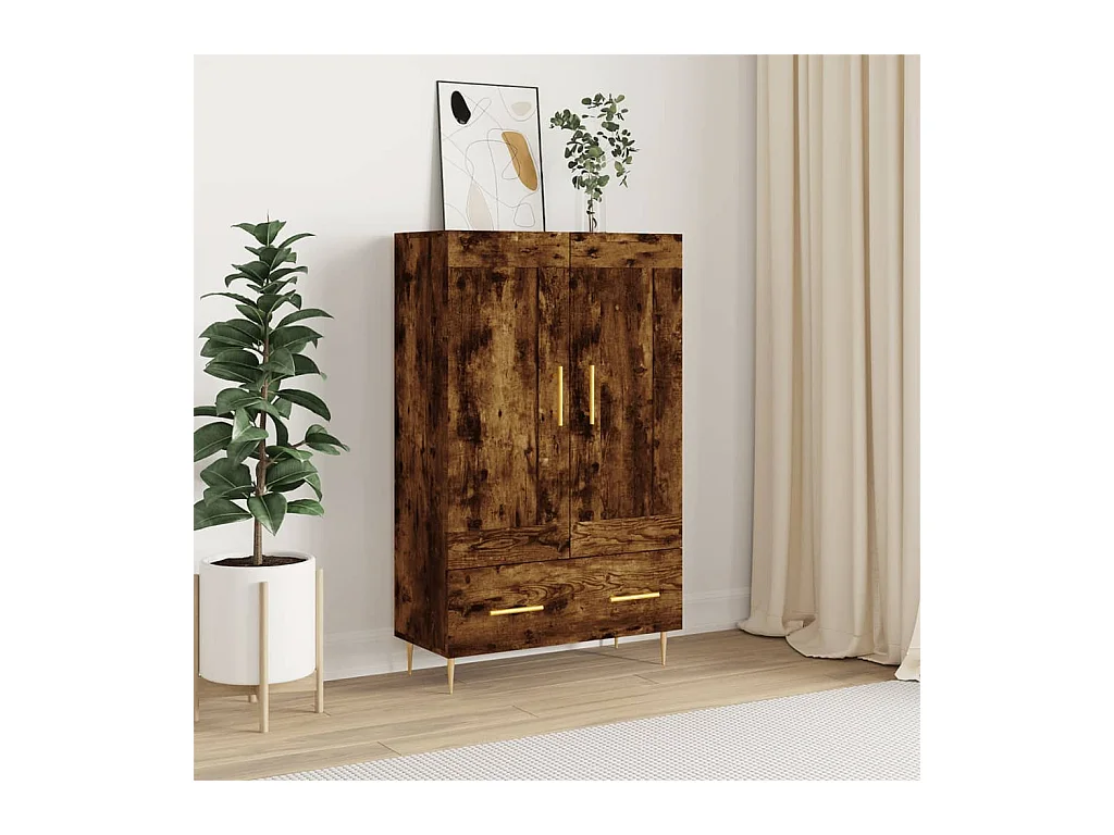 Buffet haut chêne fumé 69,5x31x115 bois d'ingénierie