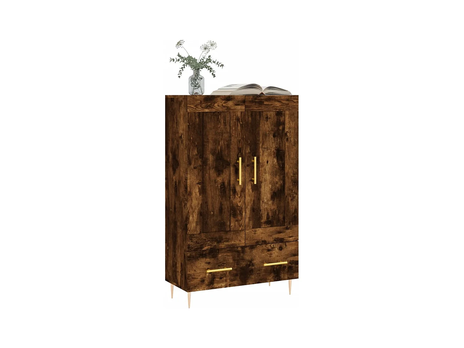 Buffet haut chêne fumé 69,5x31x115 bois d'ingénierie