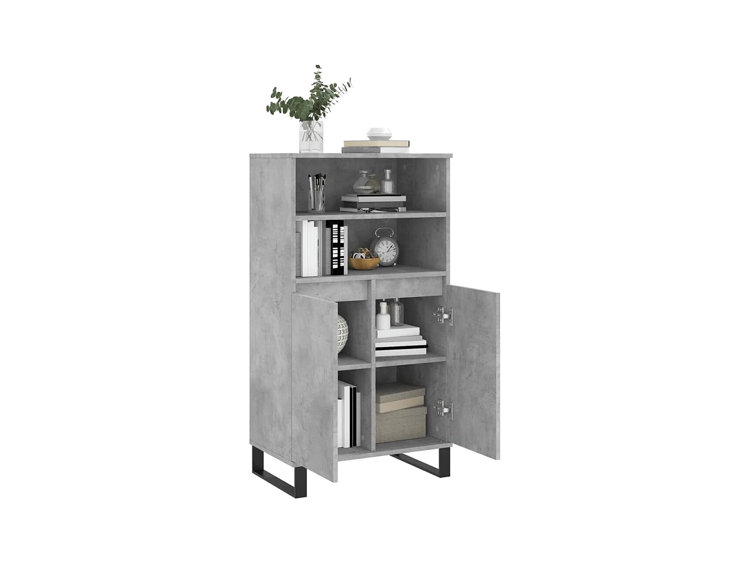 Buffet haut Gris béton 60x36x110 Bois d'ingénierie