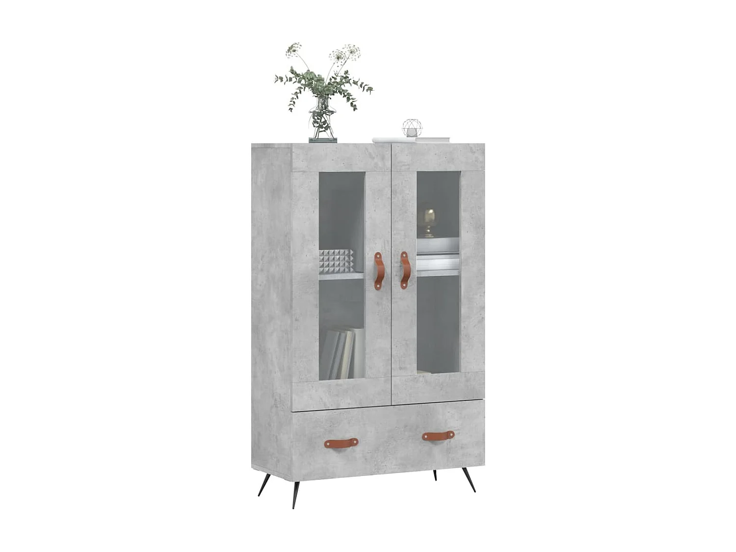 Buffet haut gris béton 69,5x31x115 bois d'ingénierie