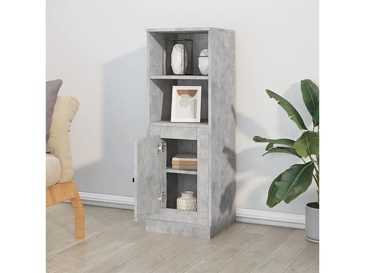 Buffet haut gris béton 36x35,5x103,5 bois d'ingénierie