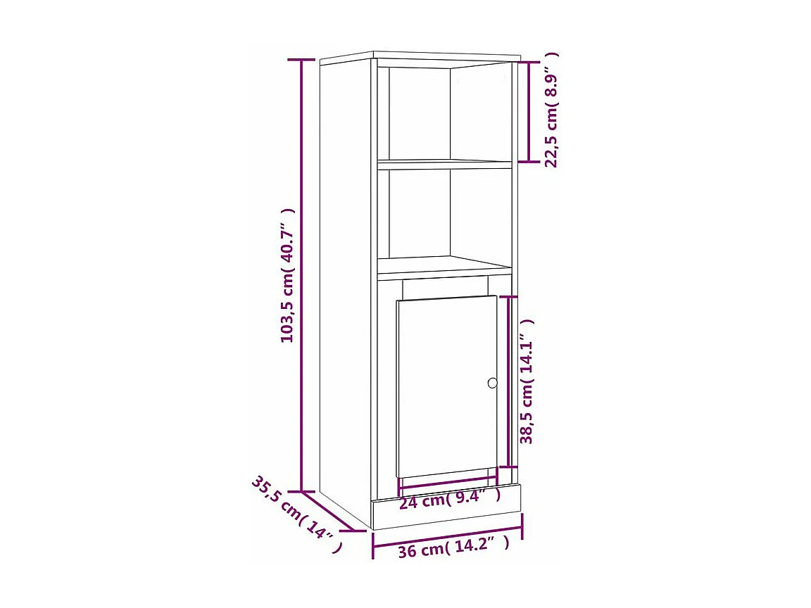 Buffet haut gris béton 36x35,5x103,5 bois d'ingénierie