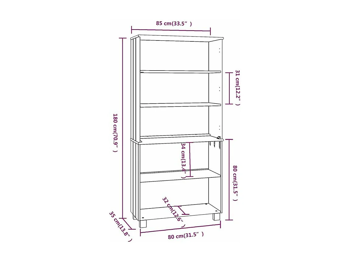 Buffet HAMAR Bois massif de pin Blanc