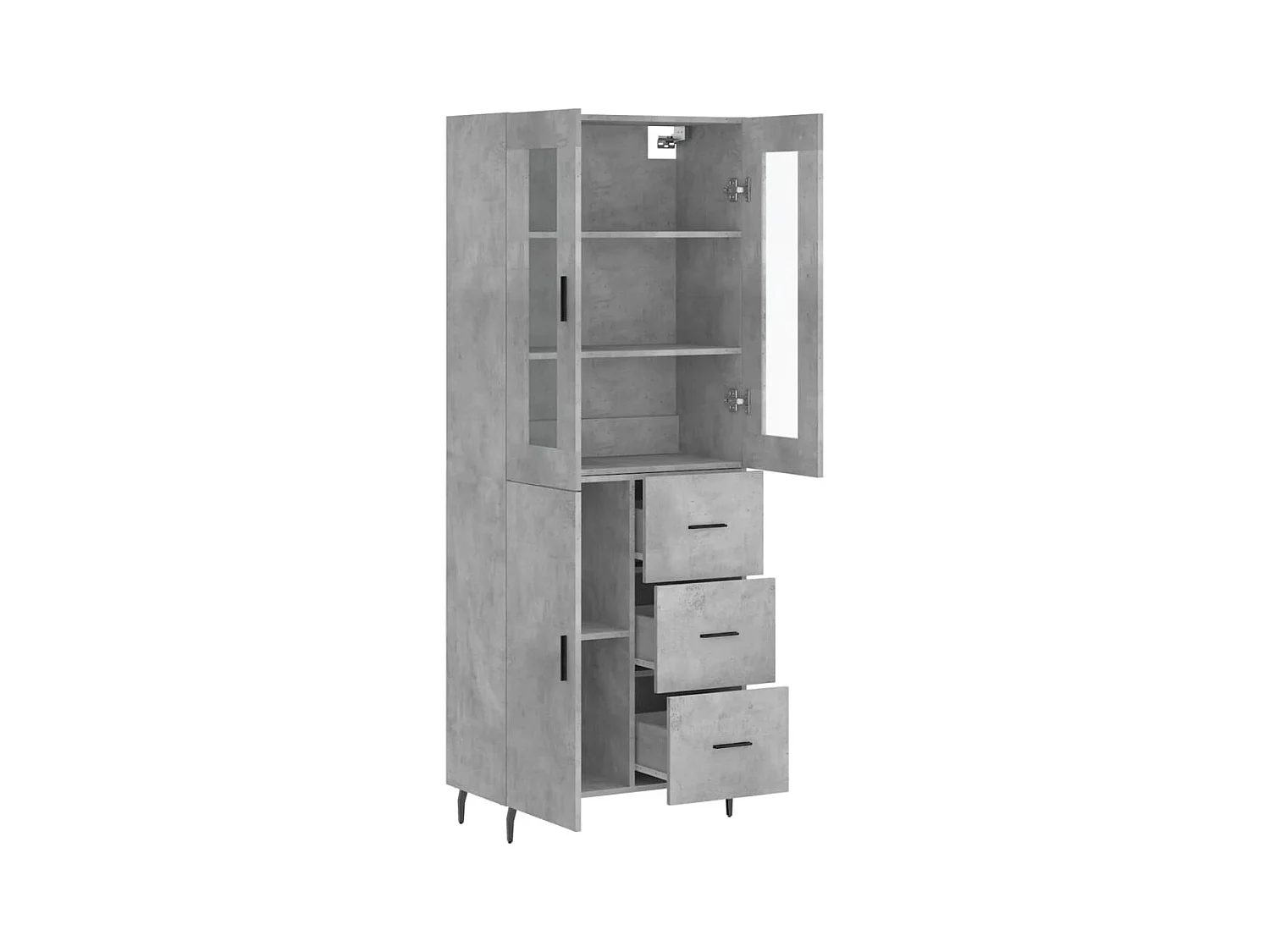 Buffet haut Gris béton 69,5x34x180 Bois d'ingénierie