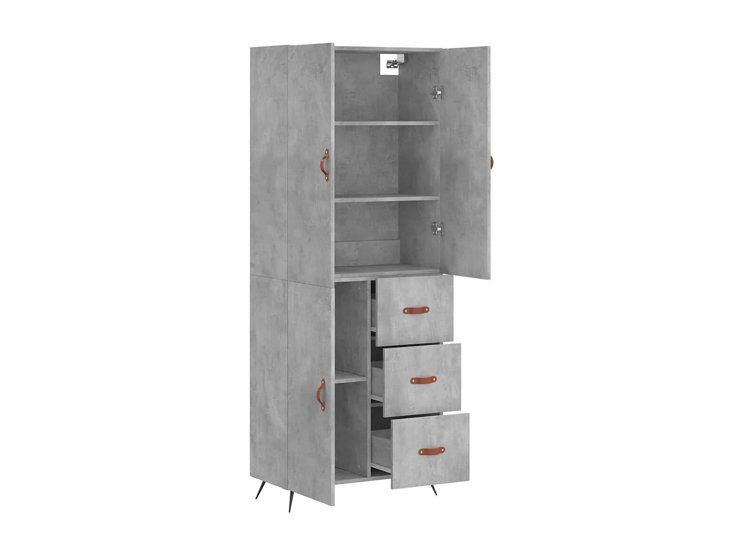 Buffet haut Gris béton 69,5x34x180 Bois d'ingénierie
