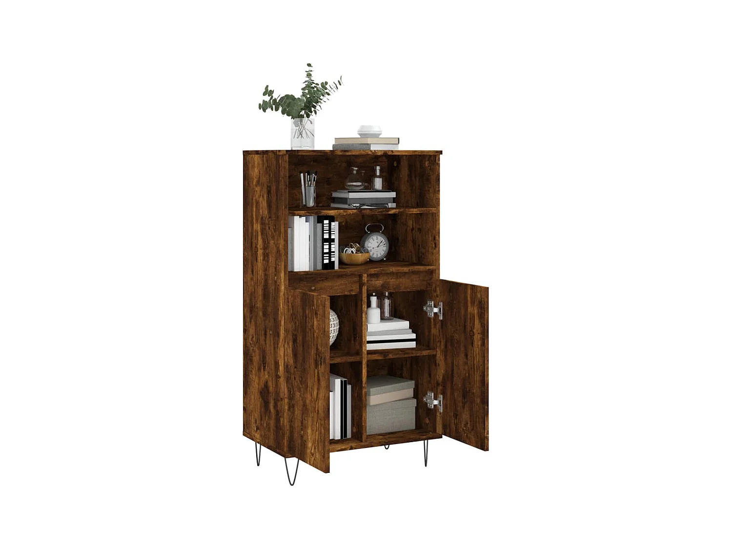 Buffet haut Chêne fumé 60x36x110 Bois d'ingénierie