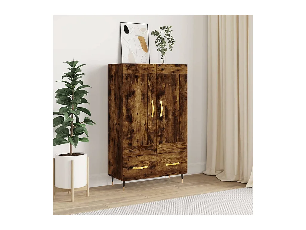 Buffet haut chêne fumé 69,5x31x115 bois d'ingénierie