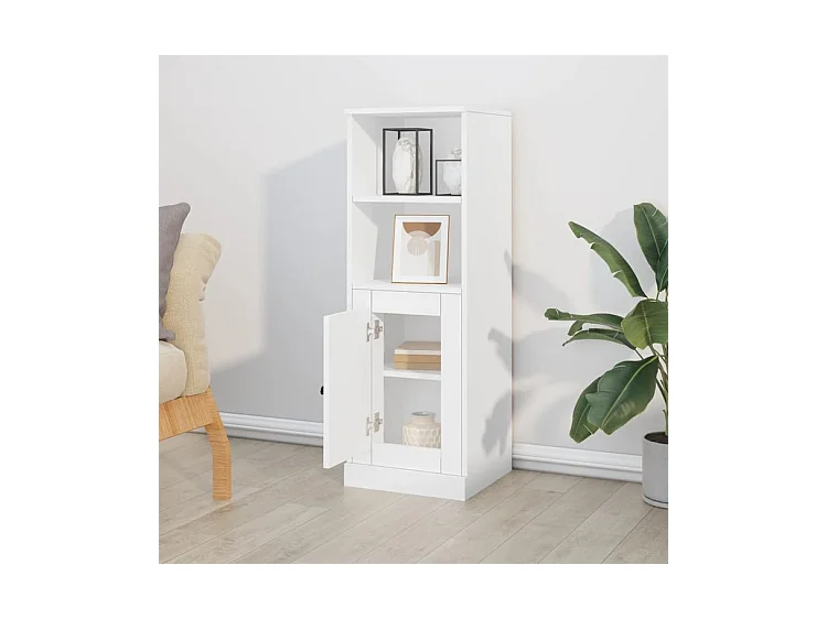 Buffet haut blanc 36x35,5x103,5 bois d'ingénierie