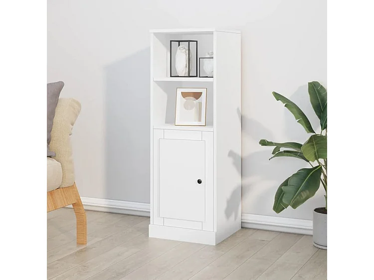 Buffet haut blanc 36x35,5x103,5 bois d'ingénierie