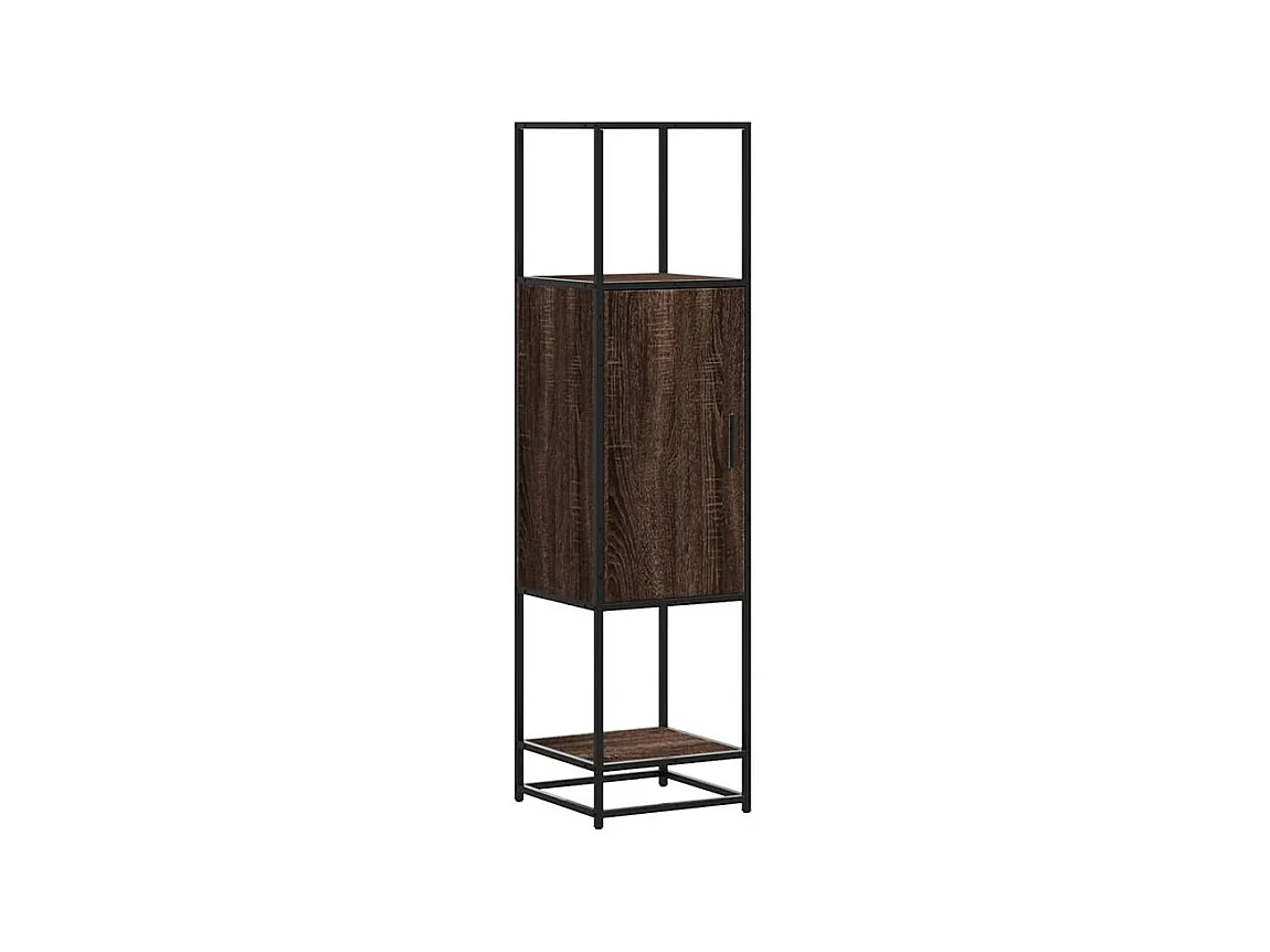 Buffet haut chêne marron 35,5x35x139 bois d'ingénierie métal