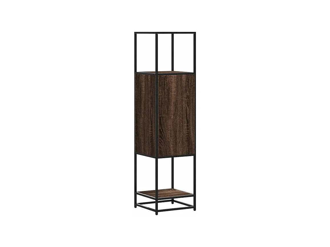 Buffet haut chêne marron 35,5x35x139 bois d'ingénierie métal