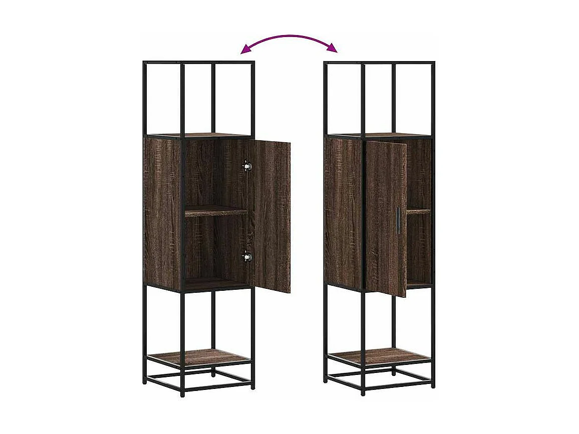Buffet haut chêne marron 35,5x35x139 bois d'ingénierie métal