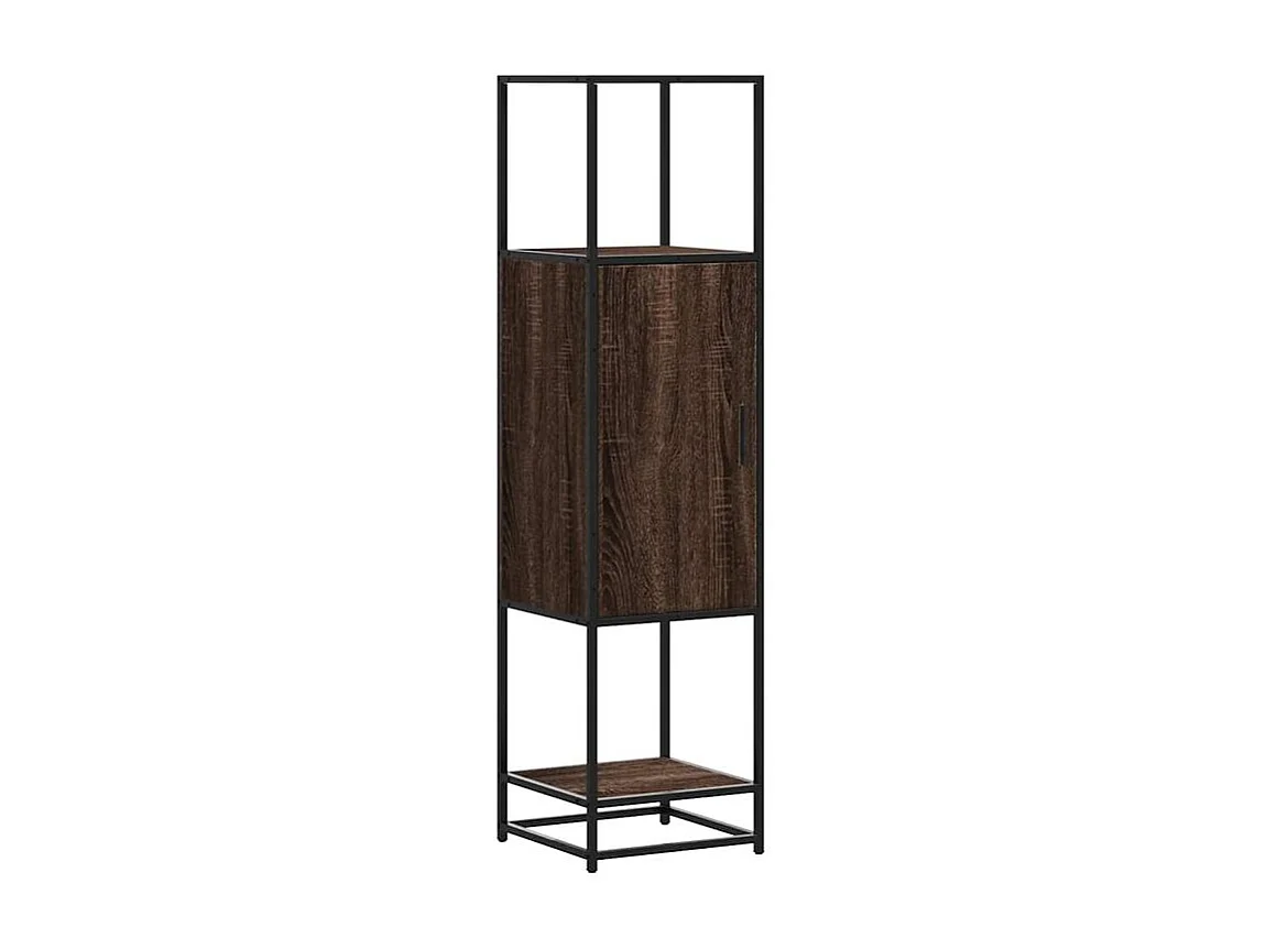 Buffet haut chêne marron 35,5x35x139 bois d'ingénierie métal
