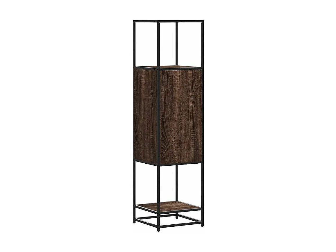 Buffet haut chêne marron 35,5x35x139 bois d'ingénierie métal