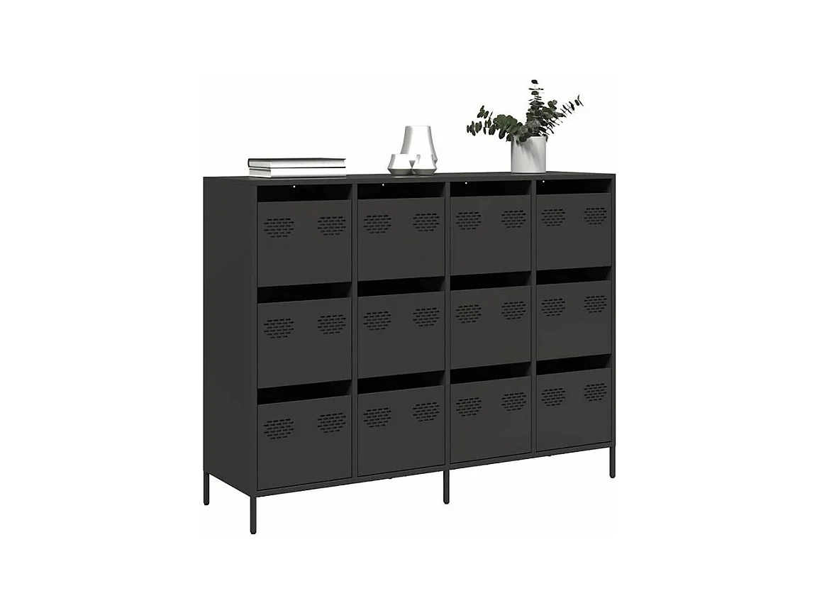 Buffet noir 135x39x103,5 acier laminé à froid