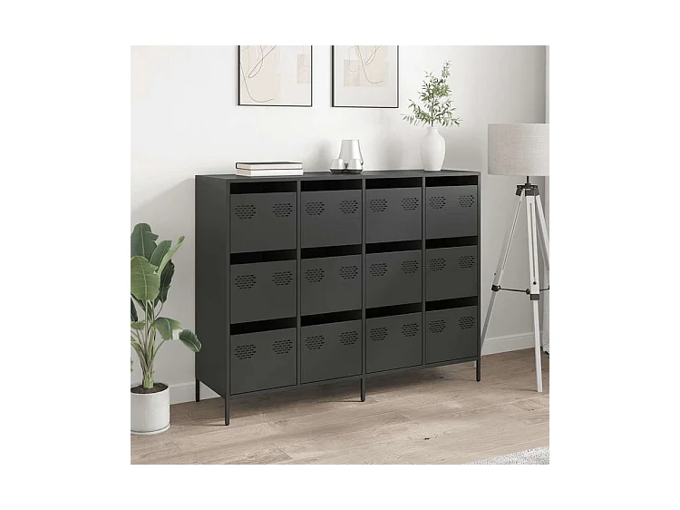 Buffet noir 135x39x103,5 acier laminé à froid