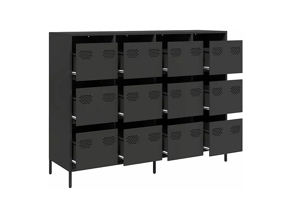 Buffet noir 135x39x103,5 acier laminé à froid