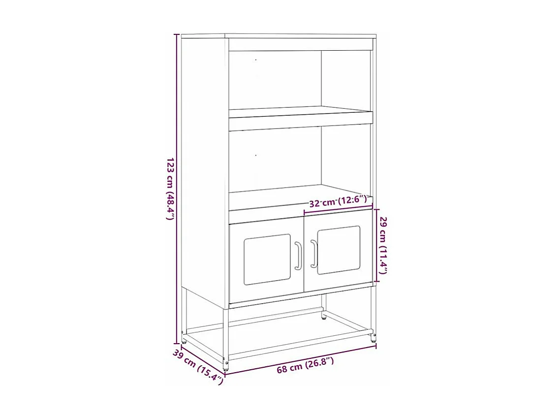 Buffet haut noir 68x39x123 acier
