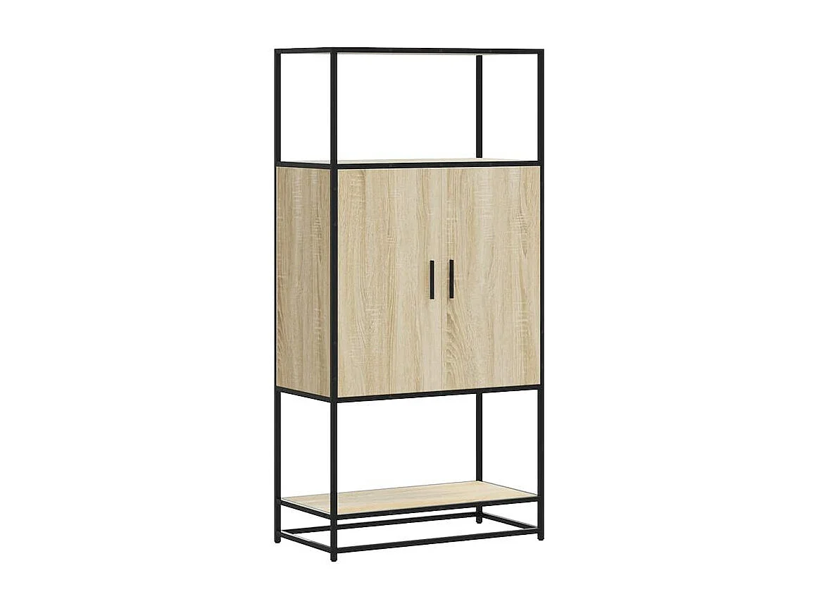 Buffet haut chêne sonoma 68x35x139 bois d'ingénierie métal