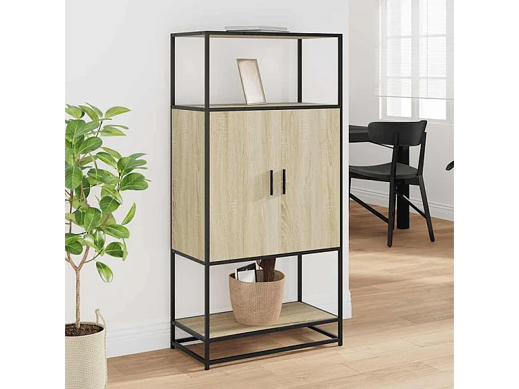 Buffet haut chêne sonoma 68x35x139 bois d'ingénierie métal