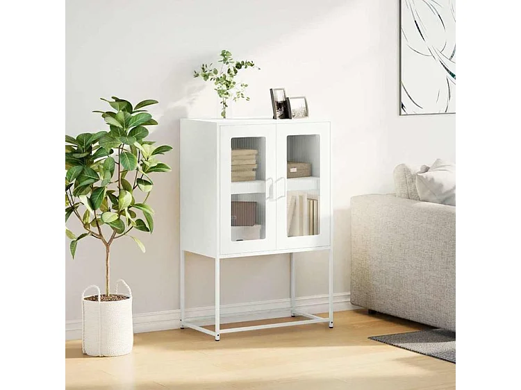 Buffet haut blanc 68x39x107 acier