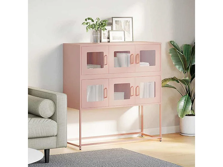 Buffet rose 100,5x39x107 acier laminé à froid