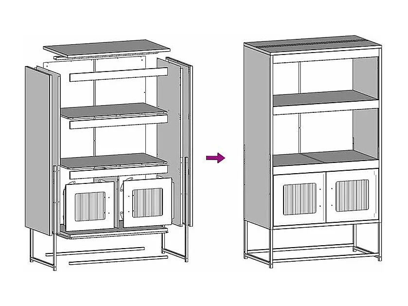 Buffet haut anthracite 68x39x123 acier