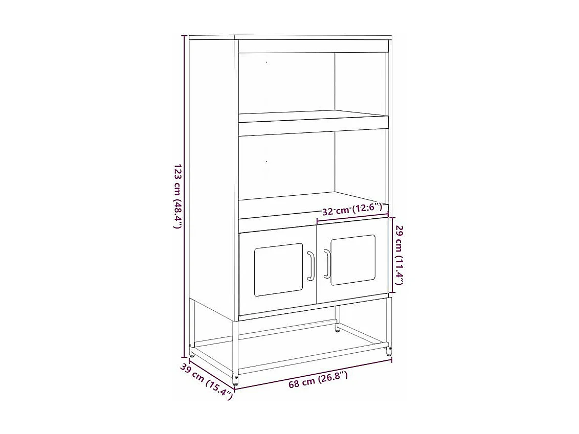 Buffet haut anthracite 68x39x123 acier