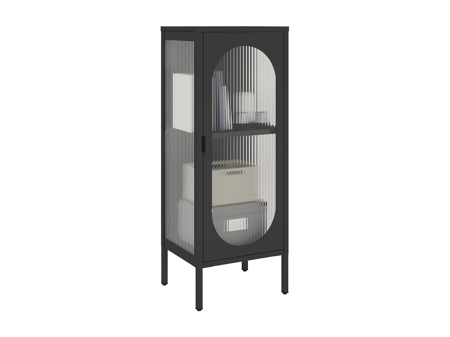 Buffet noir 40x35x105 verre et acier