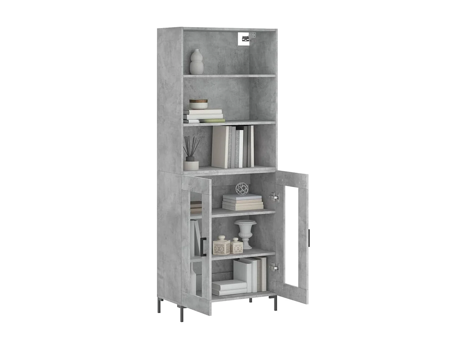 Buffet haut Gris béton 69,5x34x180 Bois d'ingénierie