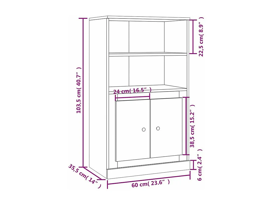 Buffet haut chêne sonoma 60x35,5x103,5 bois d'ingénierie