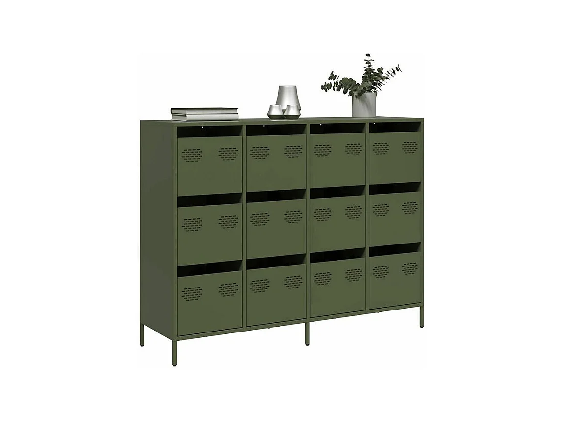 Buffet vert olive 135x39x103,5 acier laminé à froid