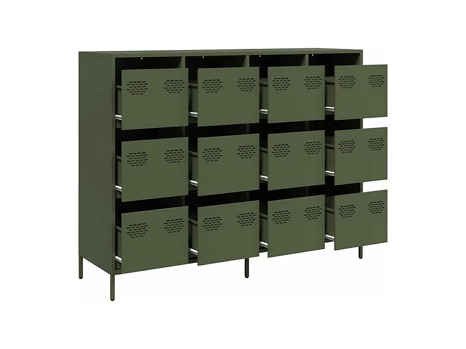 Buffet vert olive 135x39x103,5 acier laminé à froid