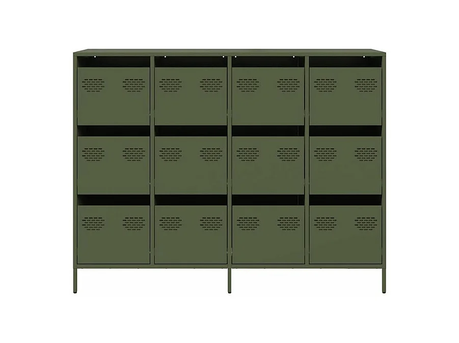 Buffet vert olive 135x39x103,5 acier laminé à froid