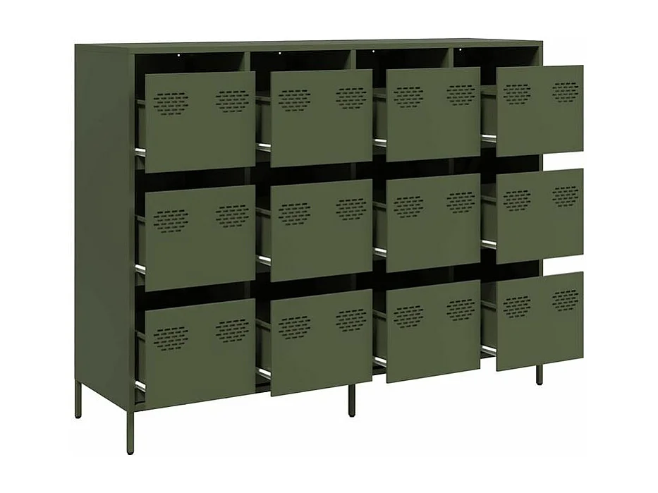 Buffet vert olive 135x39x103,5 acier laminé à froid