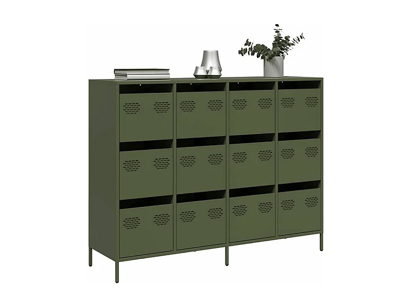 Buffet vert olive 135x39x103,5 acier laminé à froid